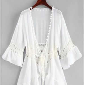Zaful Pom-pom Crochet Panel Beach Dress
